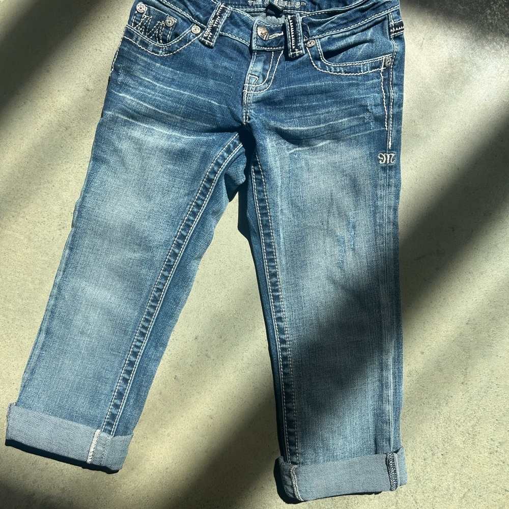 Miss Me Light-Mid Blue Cuffed Boyfriend Jeans